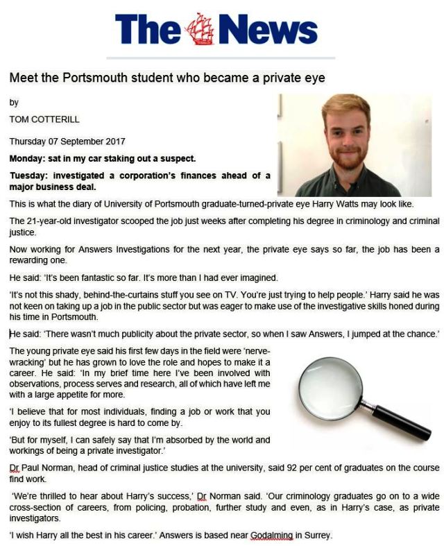 Portsmouth private  Investigation